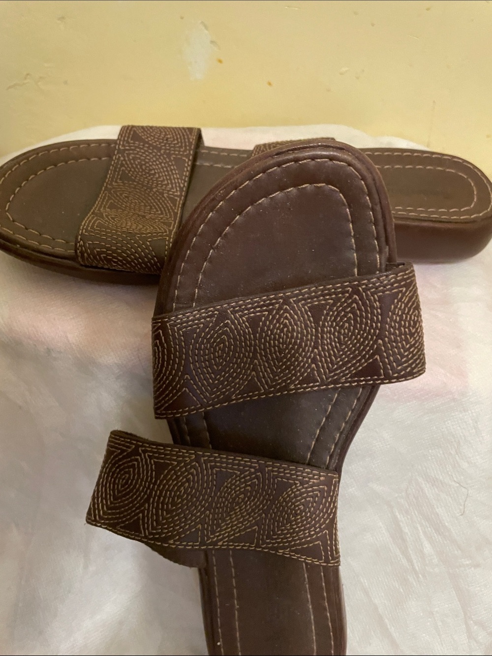 Brown Double-Strap Slide Sandals by Timberland